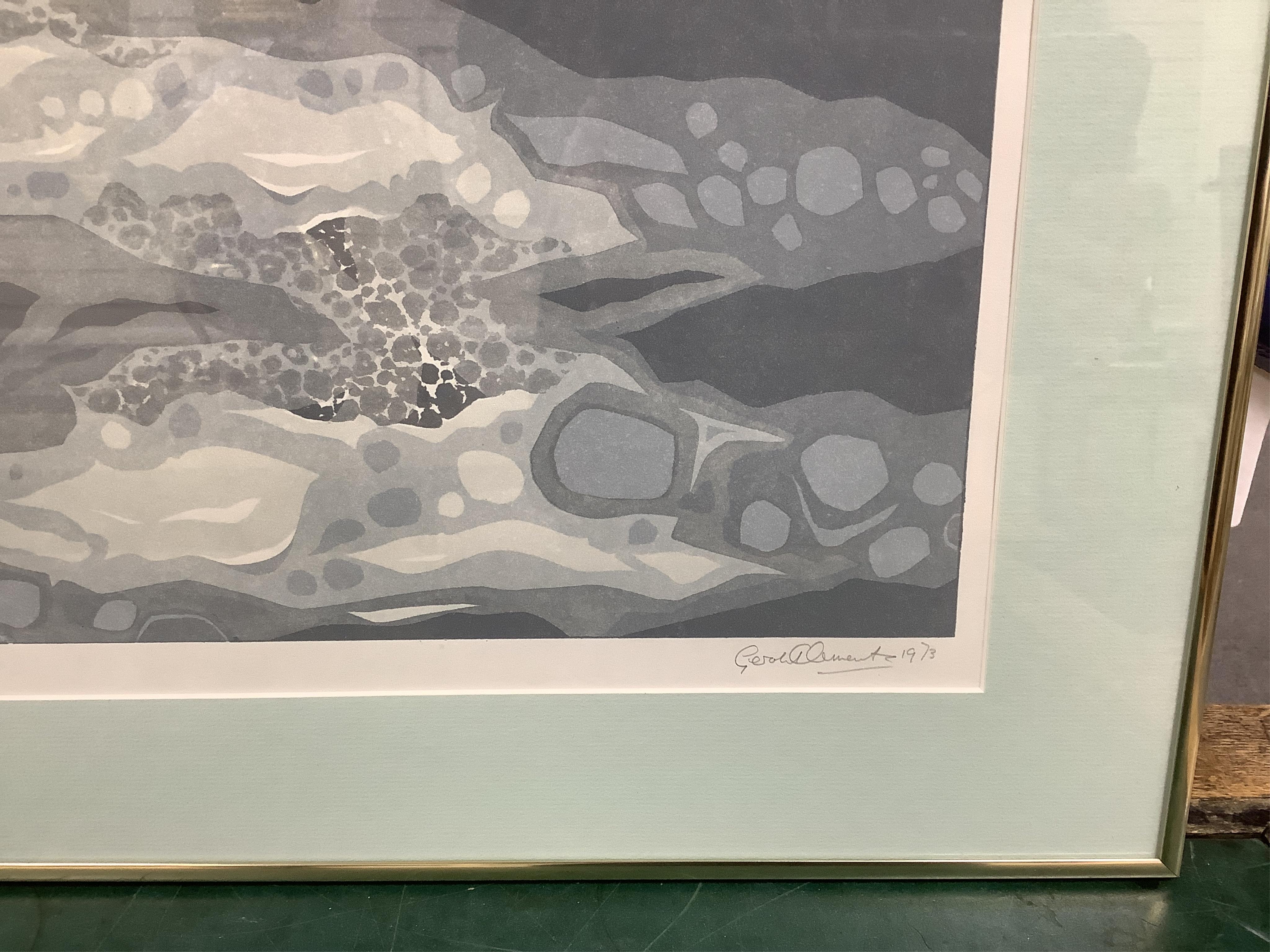 Gerald Clements, three screen prints, each signed in pencil to include an artist's proof example, titled 'Kilve Suite - Stream Vierato' dated 1973, largest 43 x 53cm